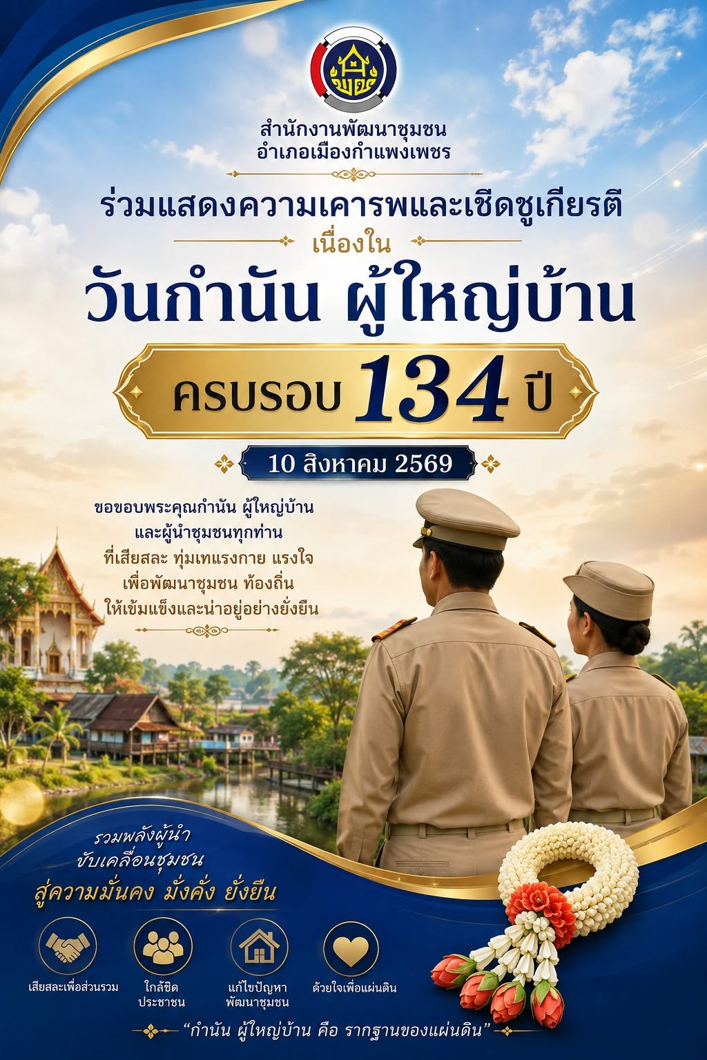 พช.เมืองกำแพงเพชร ร่วมเชิดชูเกียรติ เนื่องในวันกำนัน ผู้ใหญ่บ้าน ครบรอบ 134 ปี ประจำปี 2569